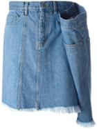Facetasm Drape Detail Denim Skirt, Women's, Size: 1, Blue, Cotton