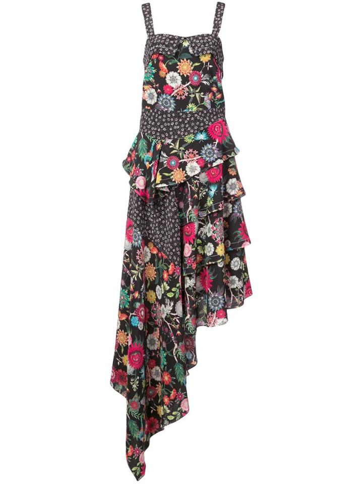 Nicole Miller Ditzy Dandelion Asymmetrical Dress - Black