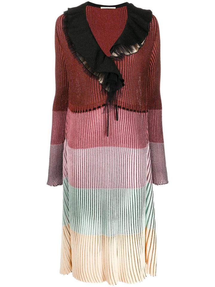 Marco De Vincenzo Asymmetric-neck Knitted Dress - Red