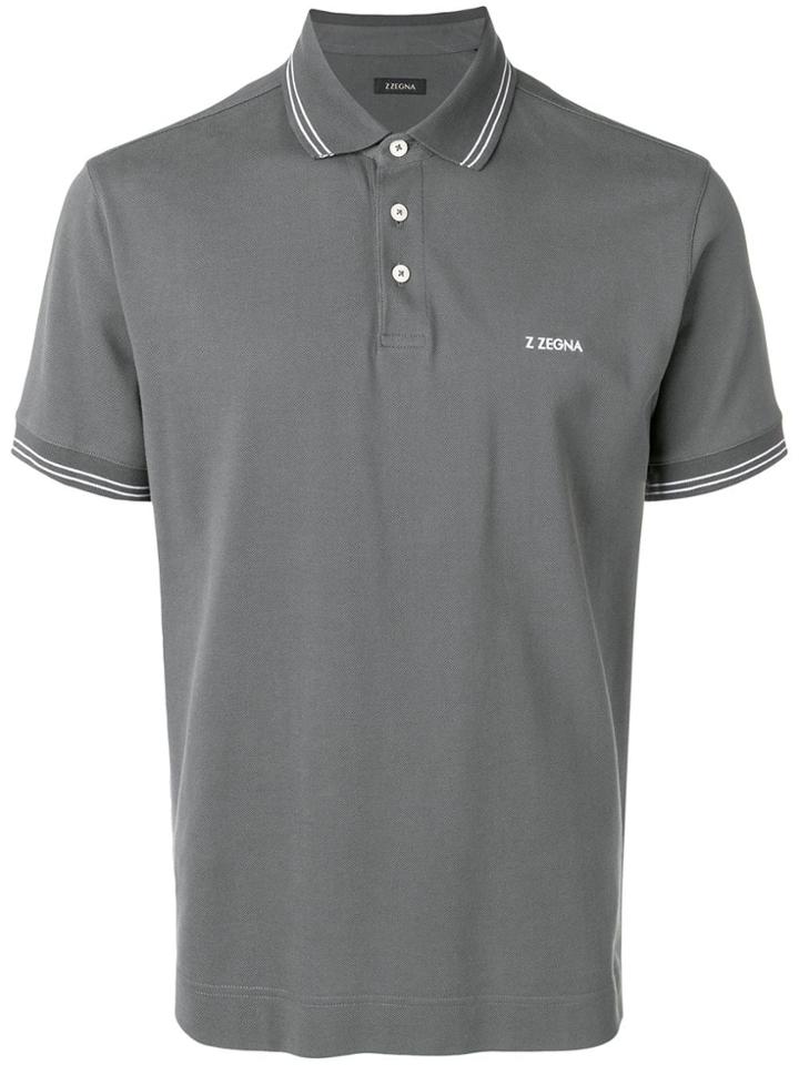 Z Zegna Chest Logo Polo Shirt - Grey