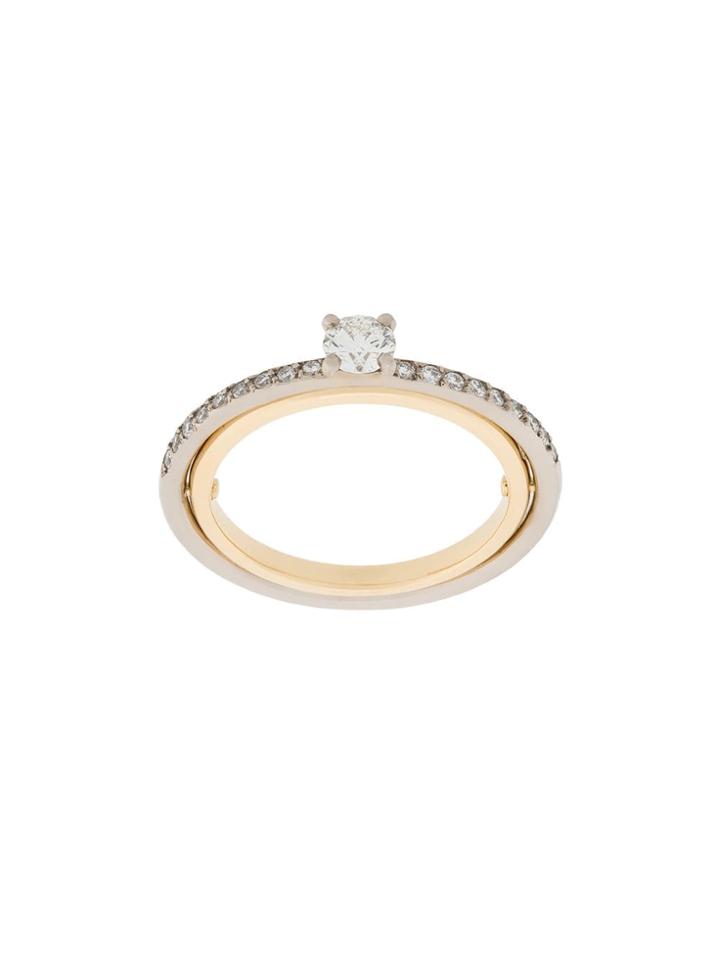 Charlotte Chesnais 18kt Gold Elipse Solitaire Diamond Ring