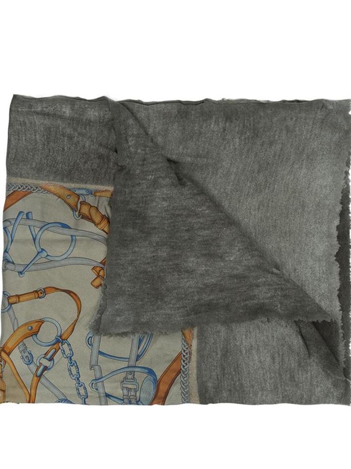 Avant Toi Distressed Scarf, Adult Unisex, Grey, Silk/cashmere