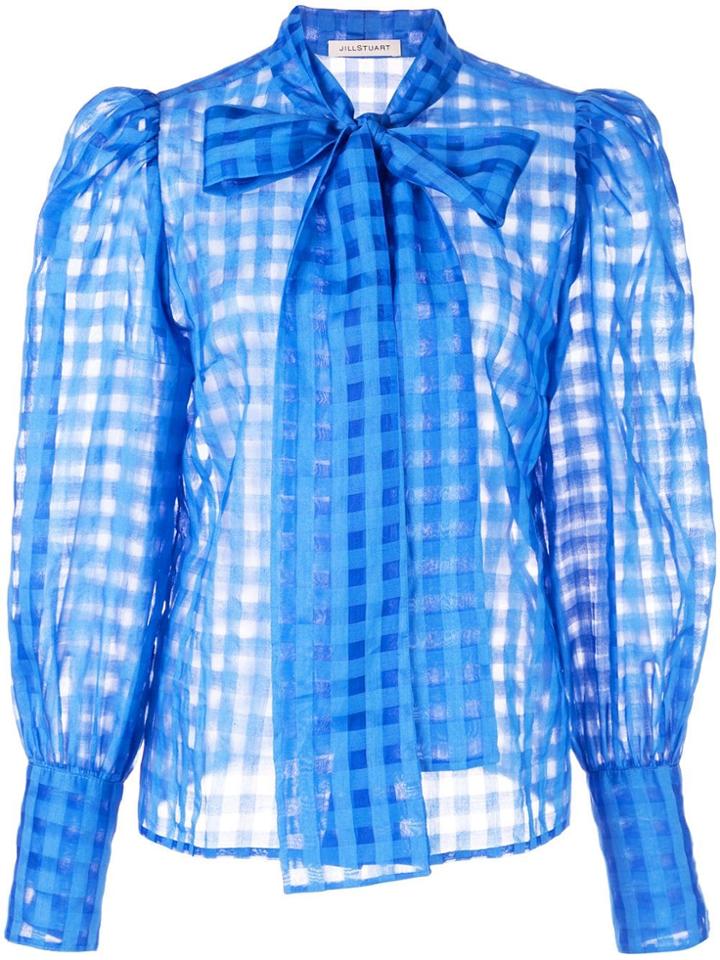 Jill Stuart Tied Neck Check Blouse - Blue