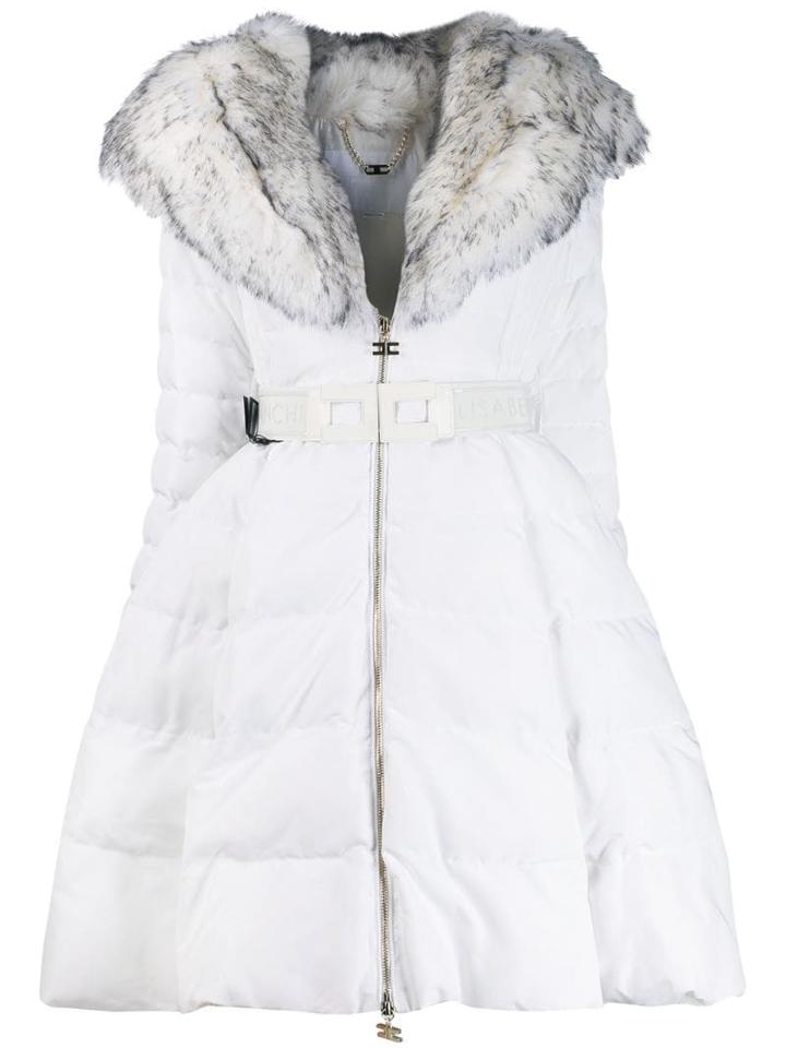 Elisabetta Franchi Fur Collar Padded Parka - White