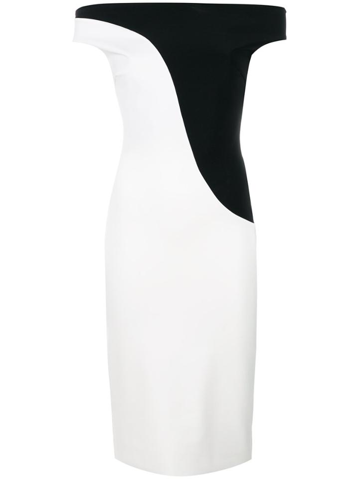 Chiara Boni La Petite Robe Bicolour Fitted Dress - White