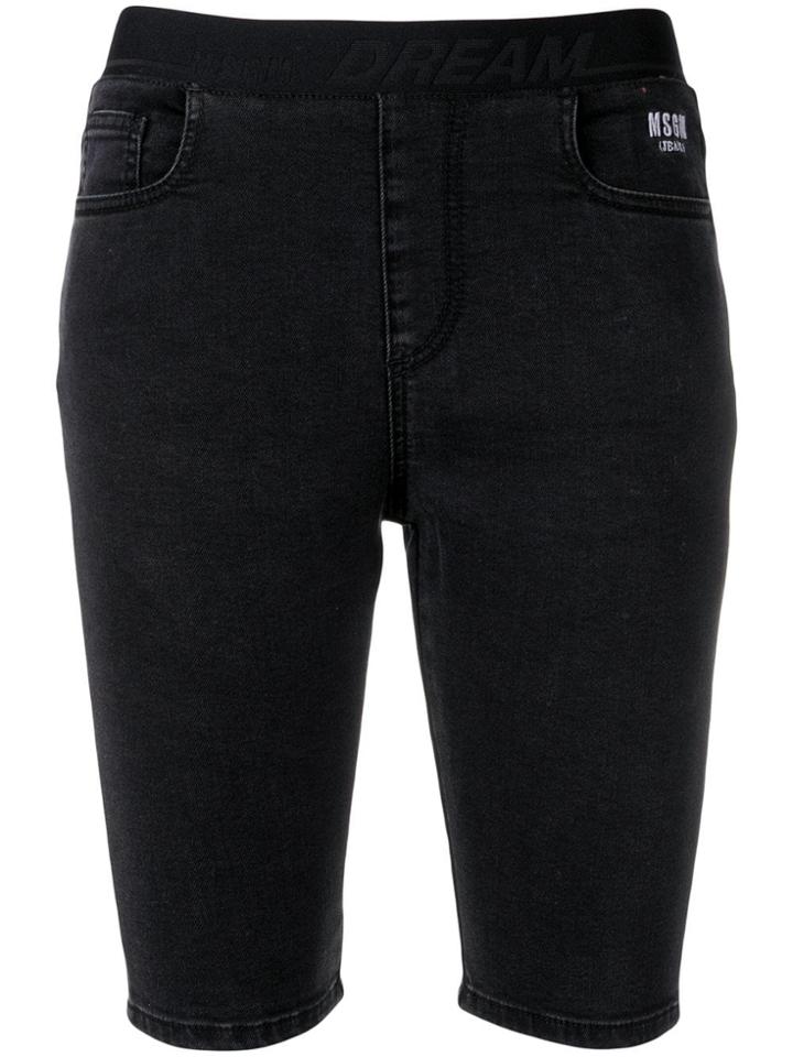 Msgm Dream Denim Biker Shorts - Black