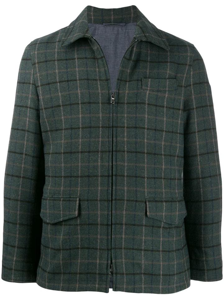 Hackett Checked Zip Shirt Jacket - Green