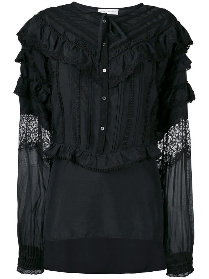 Faith Connexion - Ruffled Shirt - Women - Silk/cotton/polyamide - S, Black, Silk/cotton/polyamide