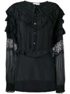 Faith Connexion - Ruffled Shirt - Women - Silk/cotton/polyamide - S, Black, Silk/cotton/polyamide
