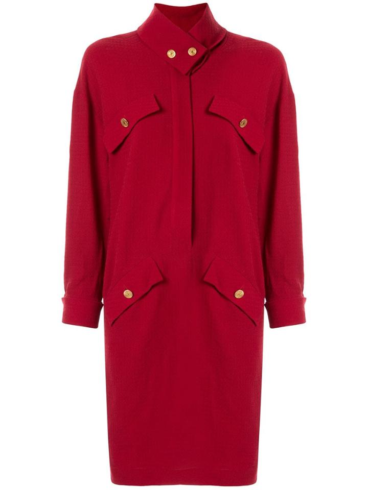 Chanel Pre-owned Cravat Collar Dress - Red
