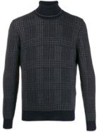Altea Jacquard Check Roll Neck Jumper - Blue