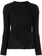 3.1 Phillip Lim Draped Rib Knit Jumper, Women's, Size: Large, Black, Silk/wool