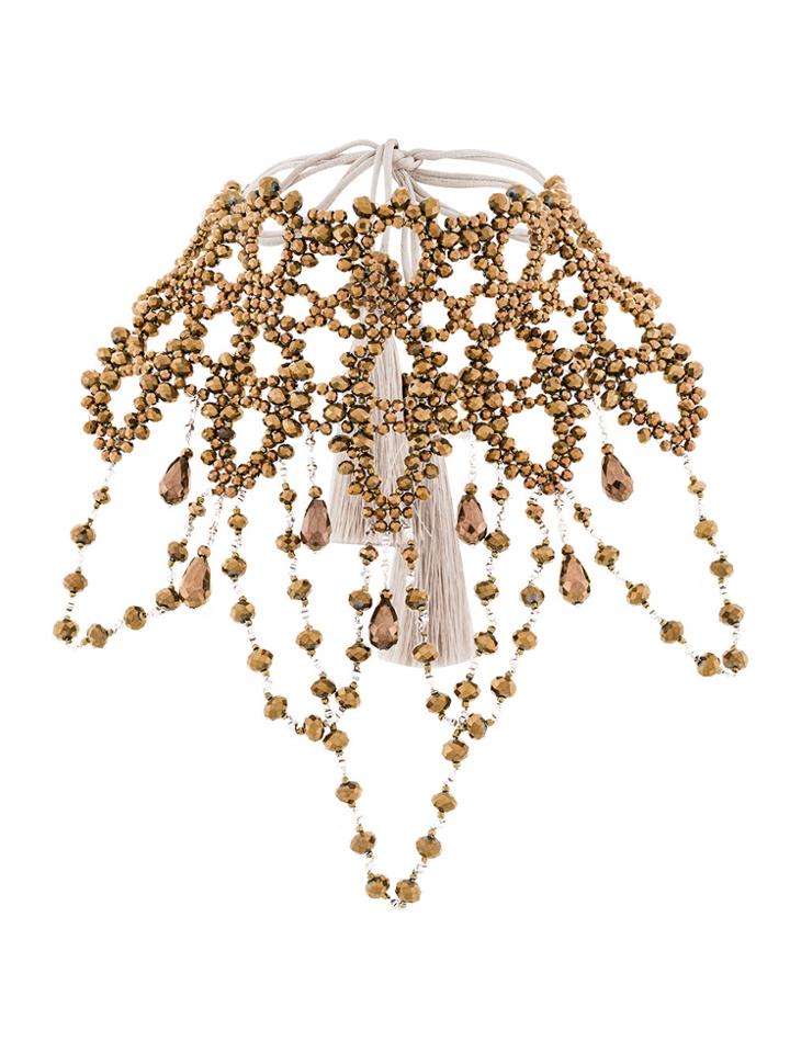 Night Market Beaded Oversized Choker Necklace - Brown