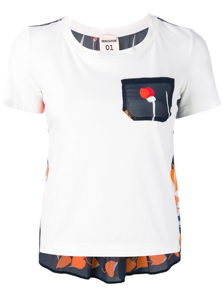Semicouture - Back Floral Print T-shirt - Women - Cotton/viscose - M, White, Cotton/viscose
