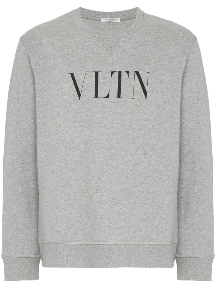 Valentino Vltn Print Cotton Sweatshirt - Grey