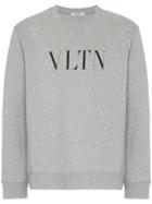 Valentino Vltn Print Cotton Sweatshirt - Grey