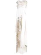 Oscar De La Renta Strapless Leaves Dress - White