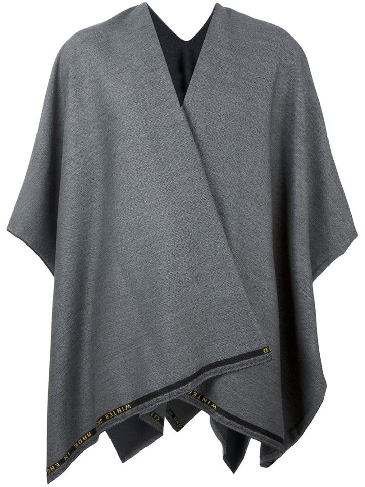 Ermanno Gallamini Hem Detail Cape, Adult Unisex, Grey, Virgin Wool