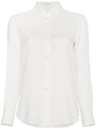 Saint Laurent Monogrammed Silk Button Down Shirt - Nude & Neutrals