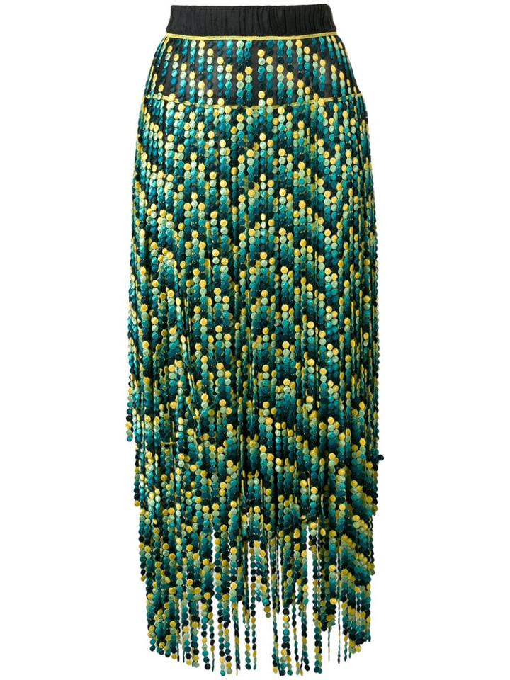 Marco De Vincenzo Paneled Embroidered Bead Skirt - Green