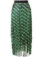 Marco De Vincenzo Paneled Embroidered Bead Skirt - Green
