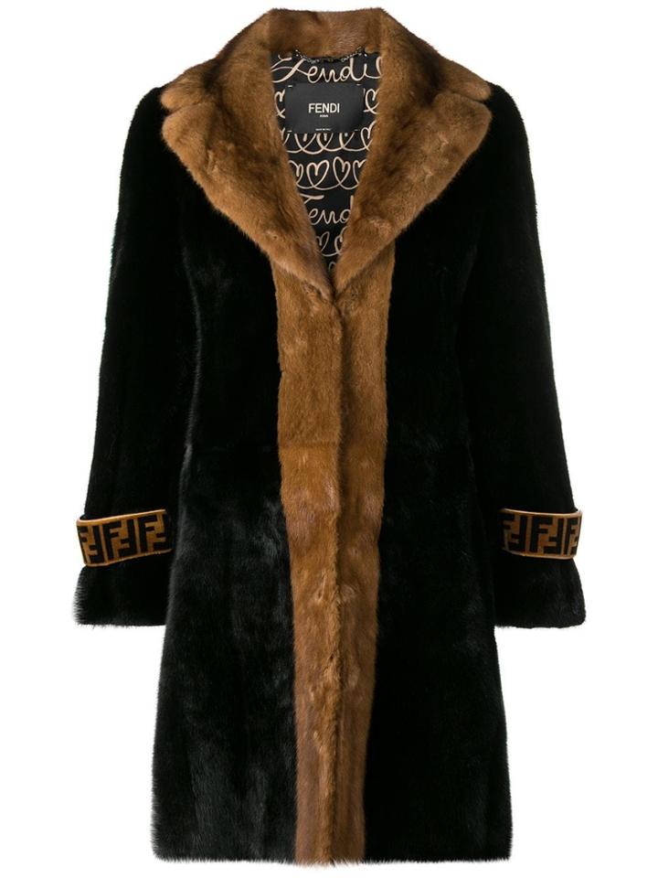 Fendi Fur Midi Coat - Black