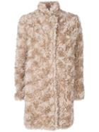 Stella Mccartney - Fur Free Fur Coat - Women - Cotton/viscose/mohair/wool - 38, Nude/neutrals, Cotton/viscose/mohair/wool