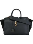 Saint Laurent Small 'monogram Cabas' Tote Bag, Women's, Black, Calf Leather