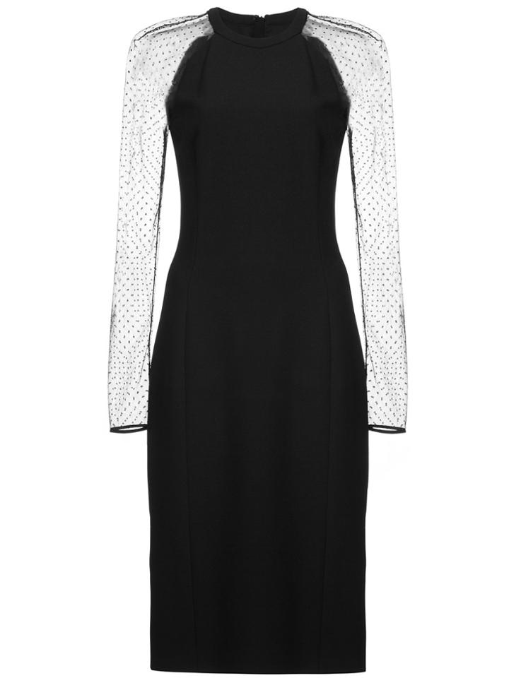 Jason Wu Spotted Mesh Sleeve Dress - Black