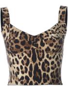 Dolce & Gabbana Leopard Print Bralet Top, Women's, Size: 44, Nude/neutrals, Silk/polyamide/spandex/elastane/silk