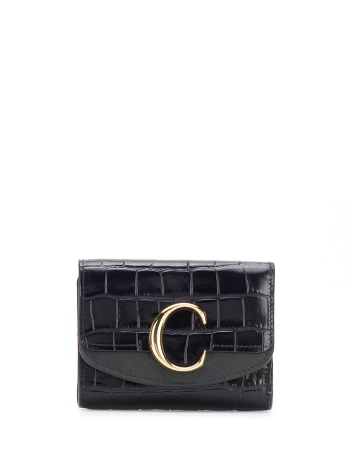 Chloé Chloé C Crocodile-effect Wallet - Black