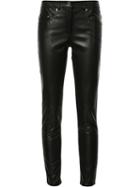 Boutique Moschino Skinny Two-tone Trousers, Women's, Size: 44, Black, Leather