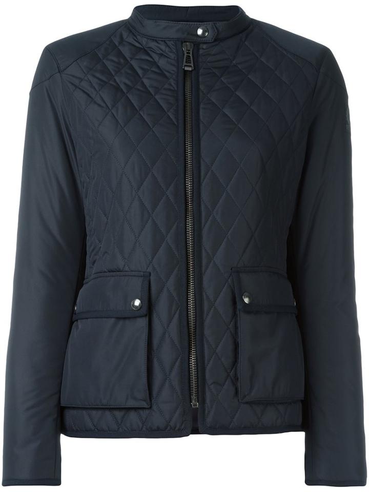 Belstaff Zipped Quilted Jacket, Women's, Size: 44, Black, Polyester/acetate/cupro