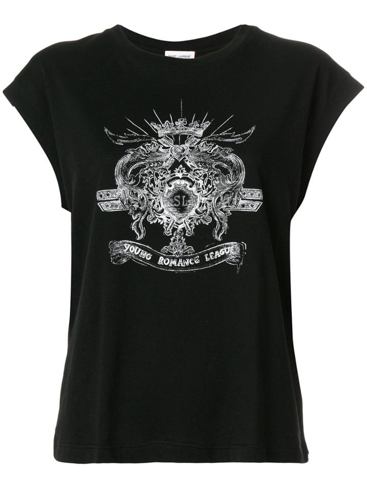 Saint Laurent Front Print T-shirt - Black