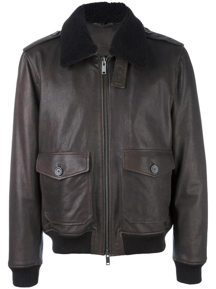 Desa Collection Zipped Jacket, Men's, Size: 50, Brown, Leather/viscose