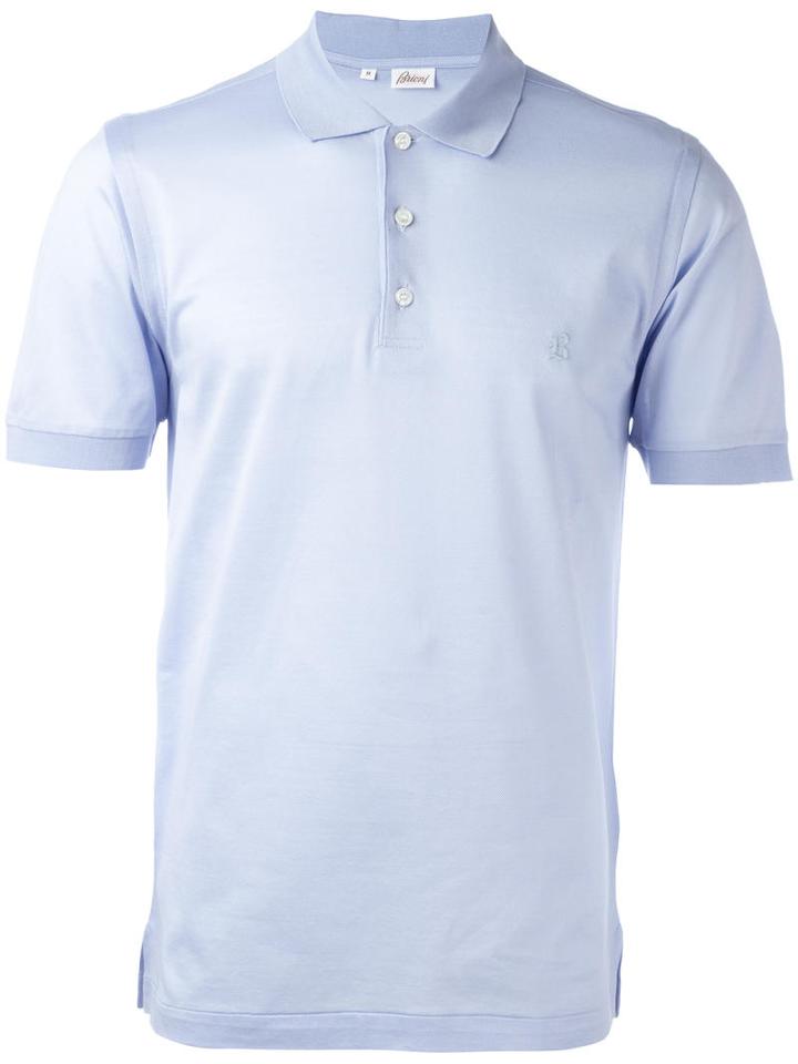 Brioni Embroidered Logo Polo Shirt, Men's, Size: Large, Pink/purple, Cotton