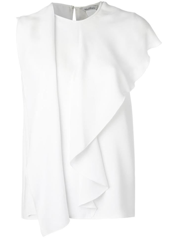Max Mara Draped Sleeveless Blouse, Women's, Size: 42, White, Silk