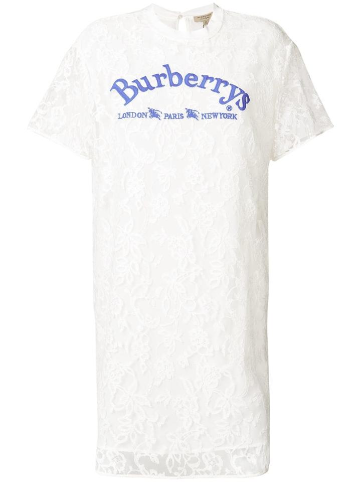 Burberry Lace Embellished Dress - White