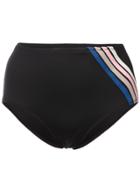 Morgan Lane High-waisted Striped Bikini Bottoms - Black