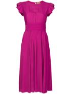 No21 Frilled Sleeve Dress - Pink & Purple