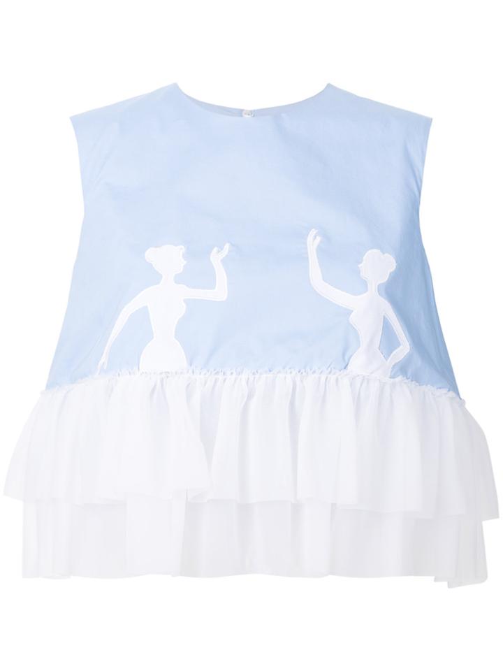 Vivetta Ballerina Appliqué Frill Trim Blouse - Blue