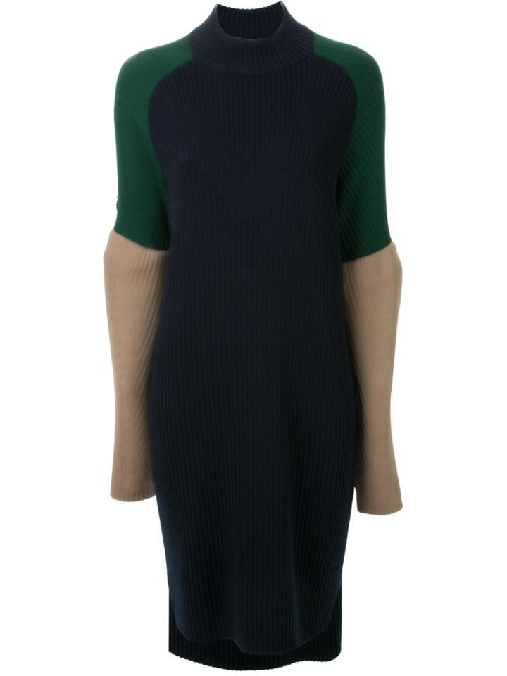 Muveil Colour Block Knit Dress, Women's, Size: 38, Blue, Wool