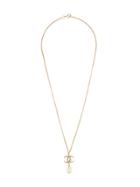 Chanel Vintage Cc Logos Pearl Necklace - Metallic