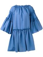 Msgm Seersucker Layering Dress - Blue