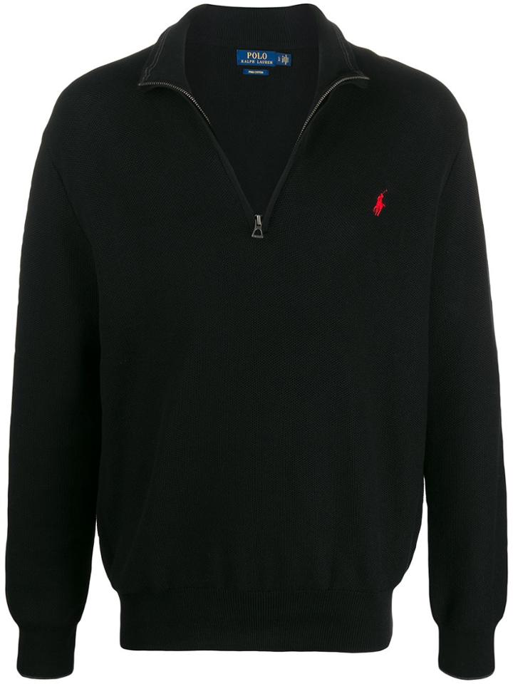 Polo Ralph Lauren Logo Embroidery Zipped Jumper - Black