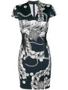 Just Cavalli Chain Reaction Fitted Dress - Blue