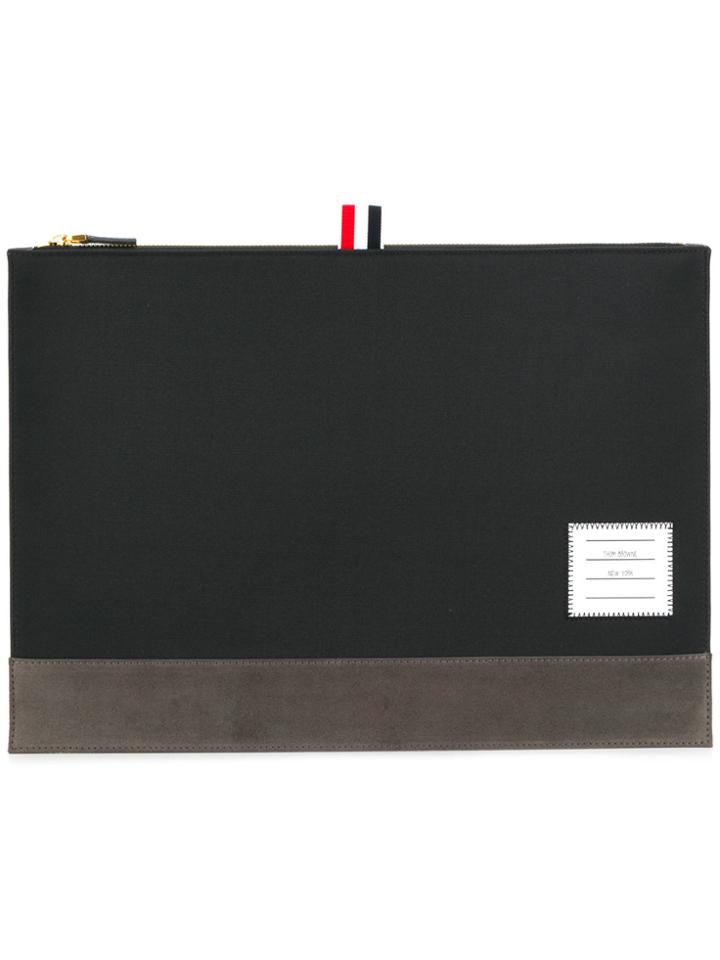 Thom Browne Unstructured Medium Document Holder In Nylon And Suede -
