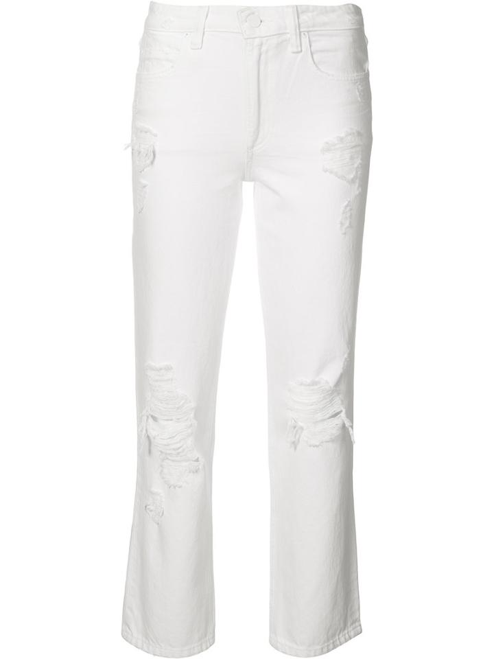 Alexander Wang Distressed Straight Jeans, Women's, Size: 26, White, Cotton
