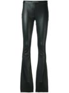 Pierre Balmain Flared Trousers, Women's, Size: 42, Black, Lamb Skin