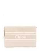 Chloé Logo Print Clutch - Grey